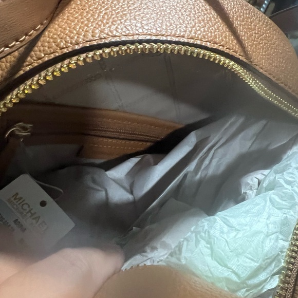 Michael Kors Tan and Black Leather Backpack - Picture 4 of 5